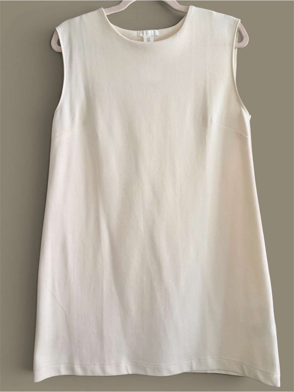 NWT H&M Sleeveless Cream / Ivory Mini Shift T-Shirt Dress | Size Medium